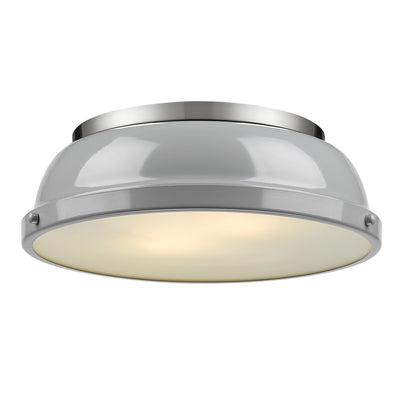 Yep by Golden Lighting Duncan 2-light Flush Mount in Pewter and Gray shade - Default Title - Golden Lighting
