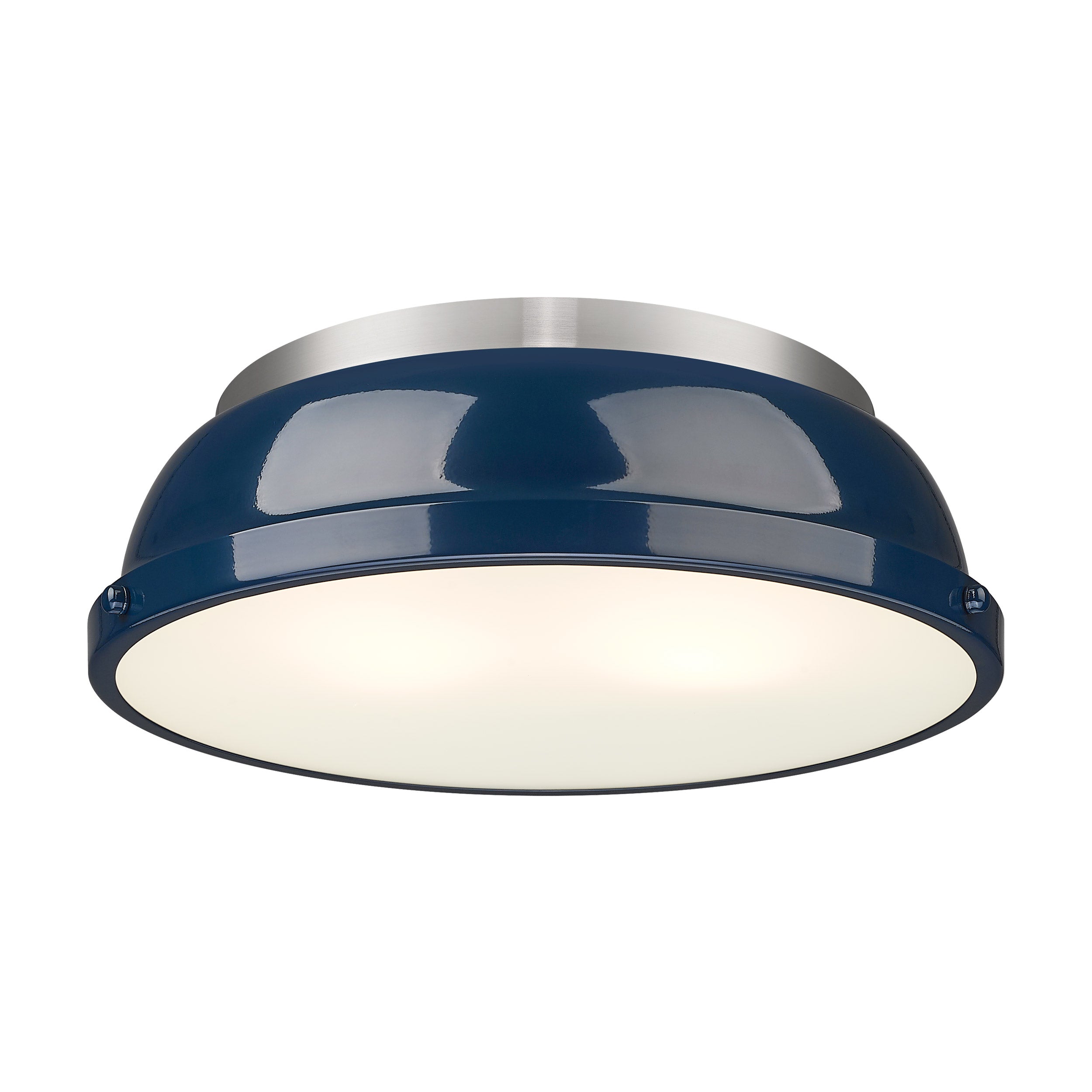 Yep by Golden Lighting Duncan 2-light Flush Mount in Pewter and Navy Blue shade - - Golden Lighting