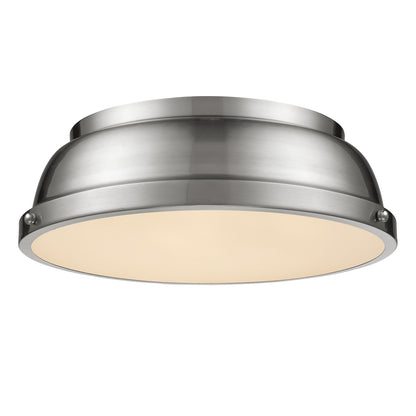 Duncan 14" Flush Mount in Pewter with a Pewter Shade - - Golden Lighting