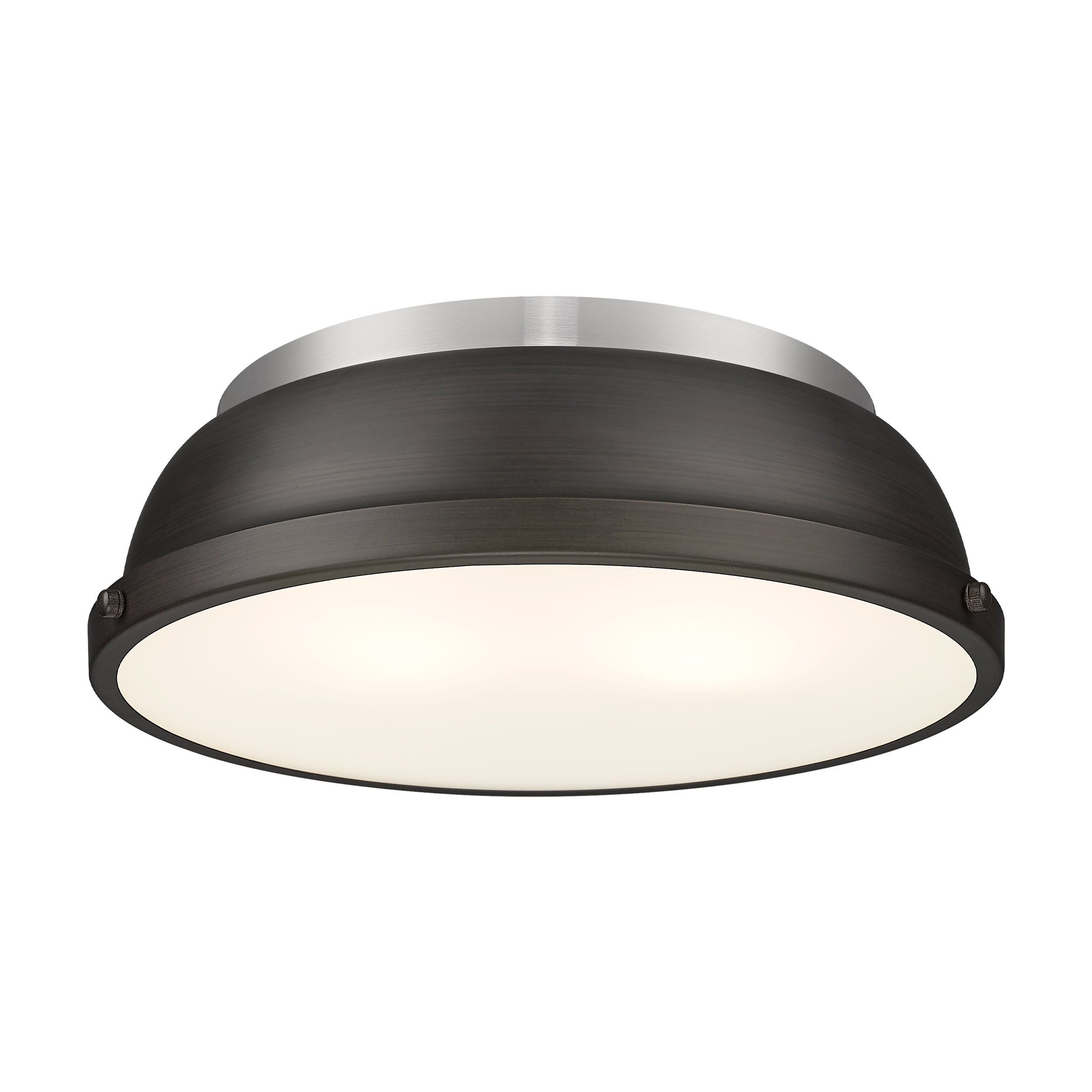 Yep by Golden Lighting Duncan 2-light Flush Mount in Pewter and Rubbed Bronze shade - - Golden Lighting