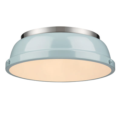 Yep by Golden Lighting Duncan 2-light Flush Mount in Pewter and Seafoam shade - Default Title - Golden Lighting
