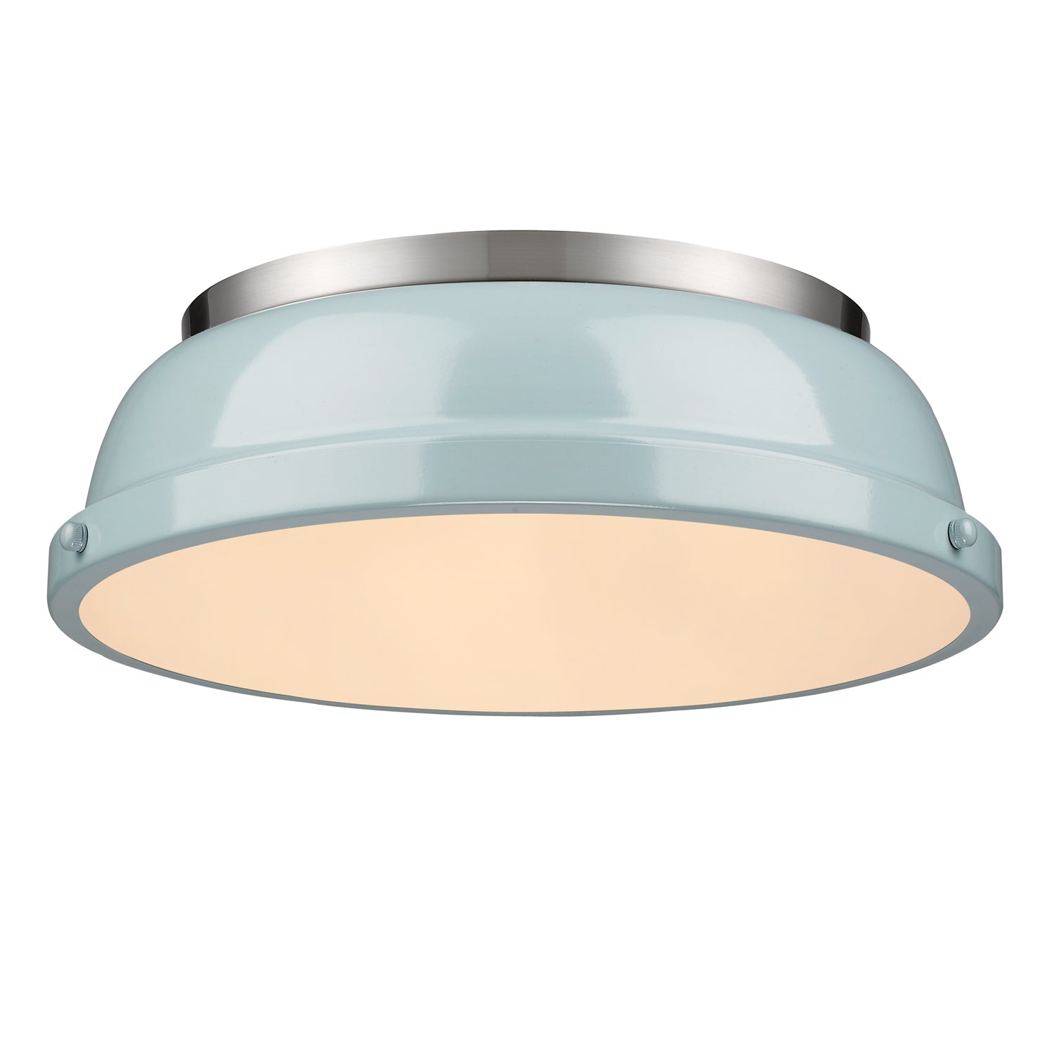 Yep by Golden Lighting Duncan 2-light Flush Mount in Pewter and Seafoam shade - - Golden Lighting