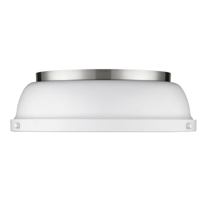 Duncan 14" Flush Mount in Pewter with a Matte White Shade - Pewter / Matte White / White - Golden Lighting