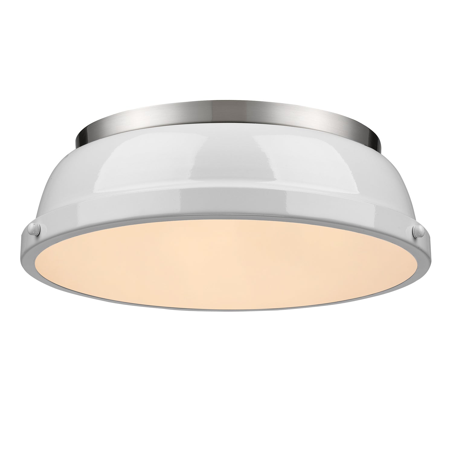 Duncan 14" Flush Mount in Pewter with a White Shade - - Golden Lighting