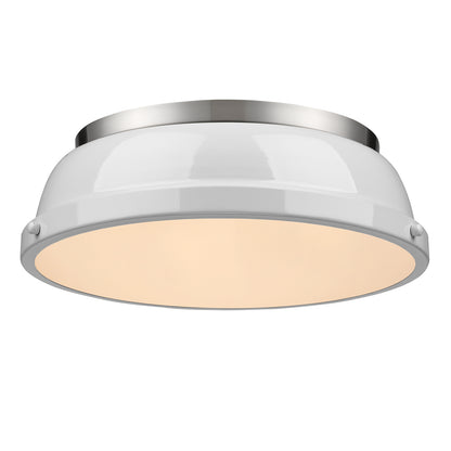 Yep by Golden Lighting Duncan 2-light Flush Mount in Pewter and White shade - - Golden Lighting
