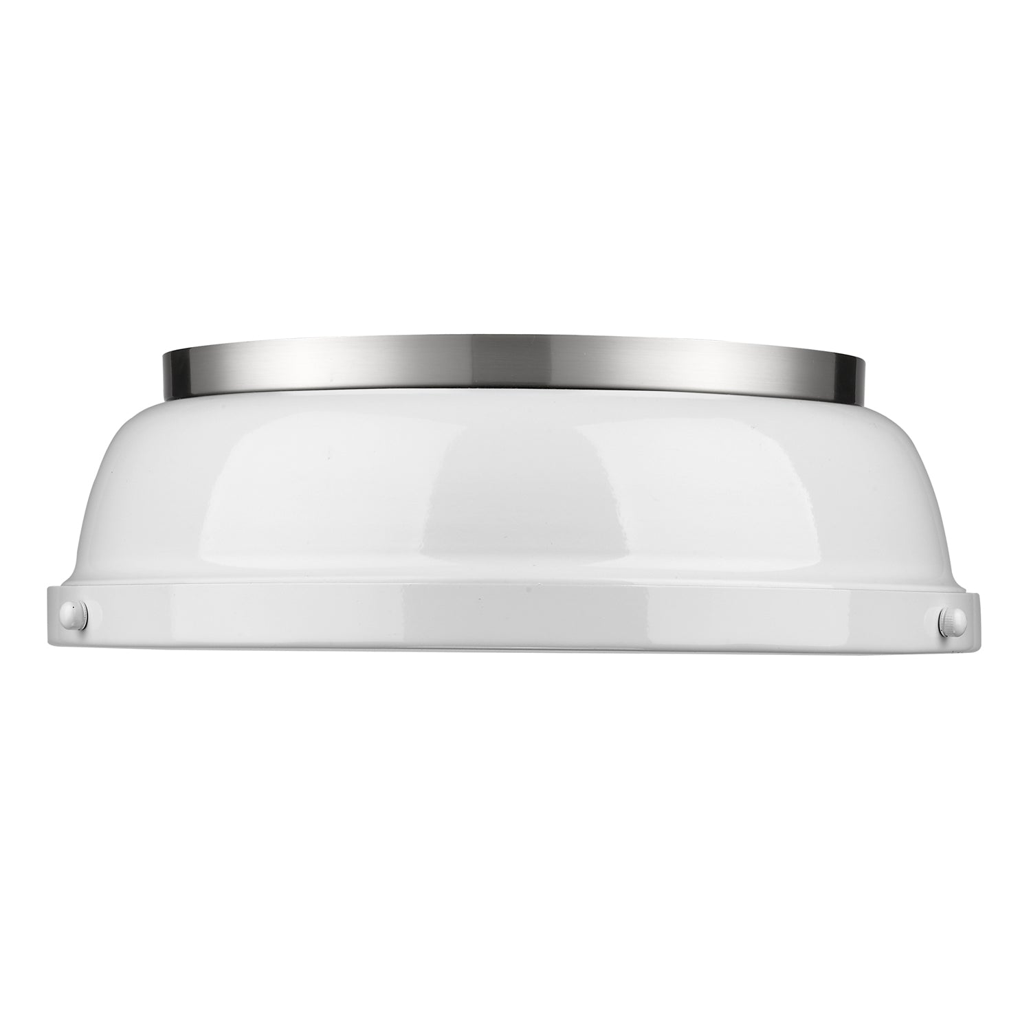 Duncan 14" Flush Mount in Pewter with a White Shade - Pewter / White / White - Golden Lighting