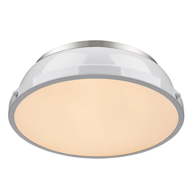 Yep by Golden Lighting Duncan 2-light Flush Mount in Pewter and White shade - - Golden Lighting