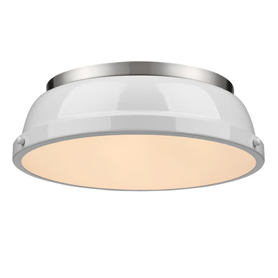 Yep by Golden Lighting Duncan 2-light Flush Mount in Pewter and White shade - Default Title - Golden Lighting