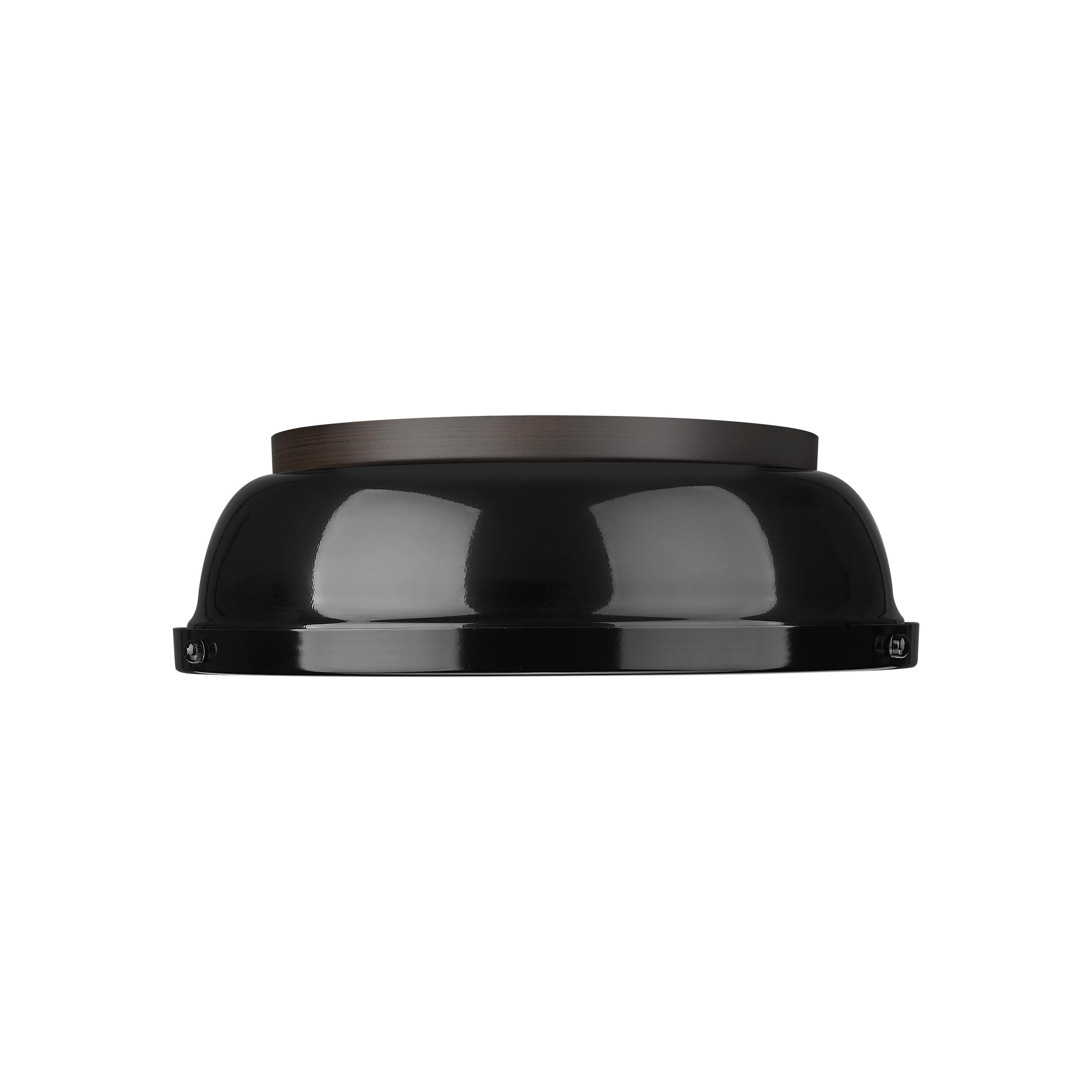 Duncan 14" Flush Mount in Rubbed Bronze with Black - - Golden Lighting