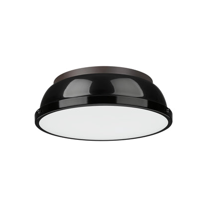 Duncan 14" Flush Mount in Rubbed Bronze with Black - Rubbed Bronze / Black / Black - Golden Lighting