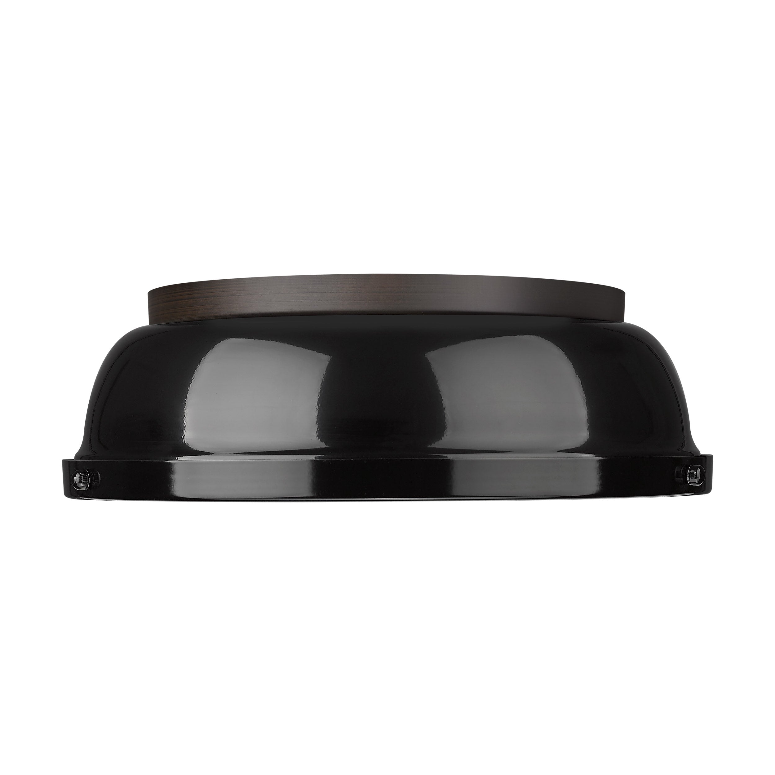 Duncan 14" Flush Mount in Rubbed Bronze with Matte Black - - Golden Lighting