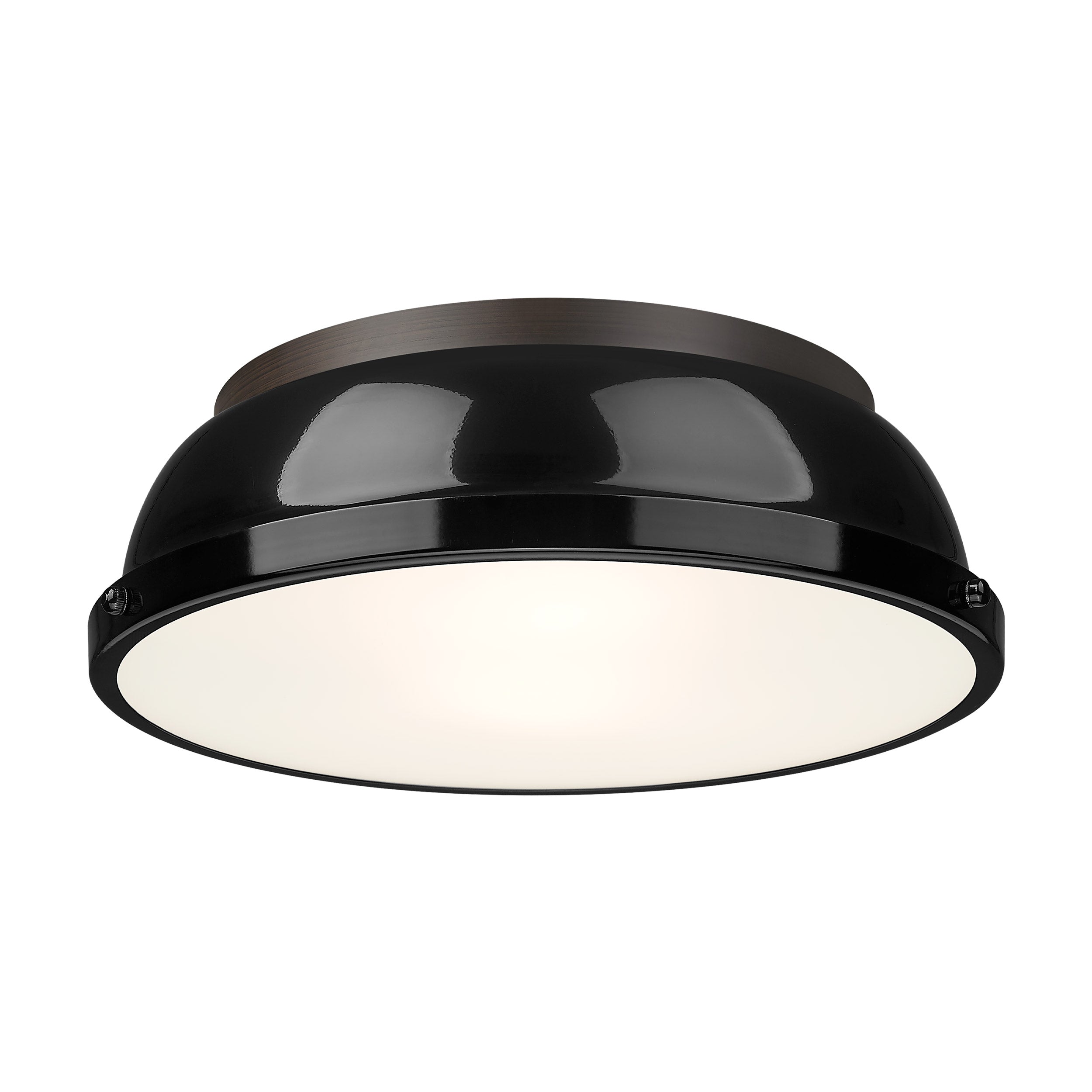 Duncan 14" Flush Mount in Rubbed Bronze with Matte Black - Rubbed Bronze / Matte Black / Black - Golden Lighting