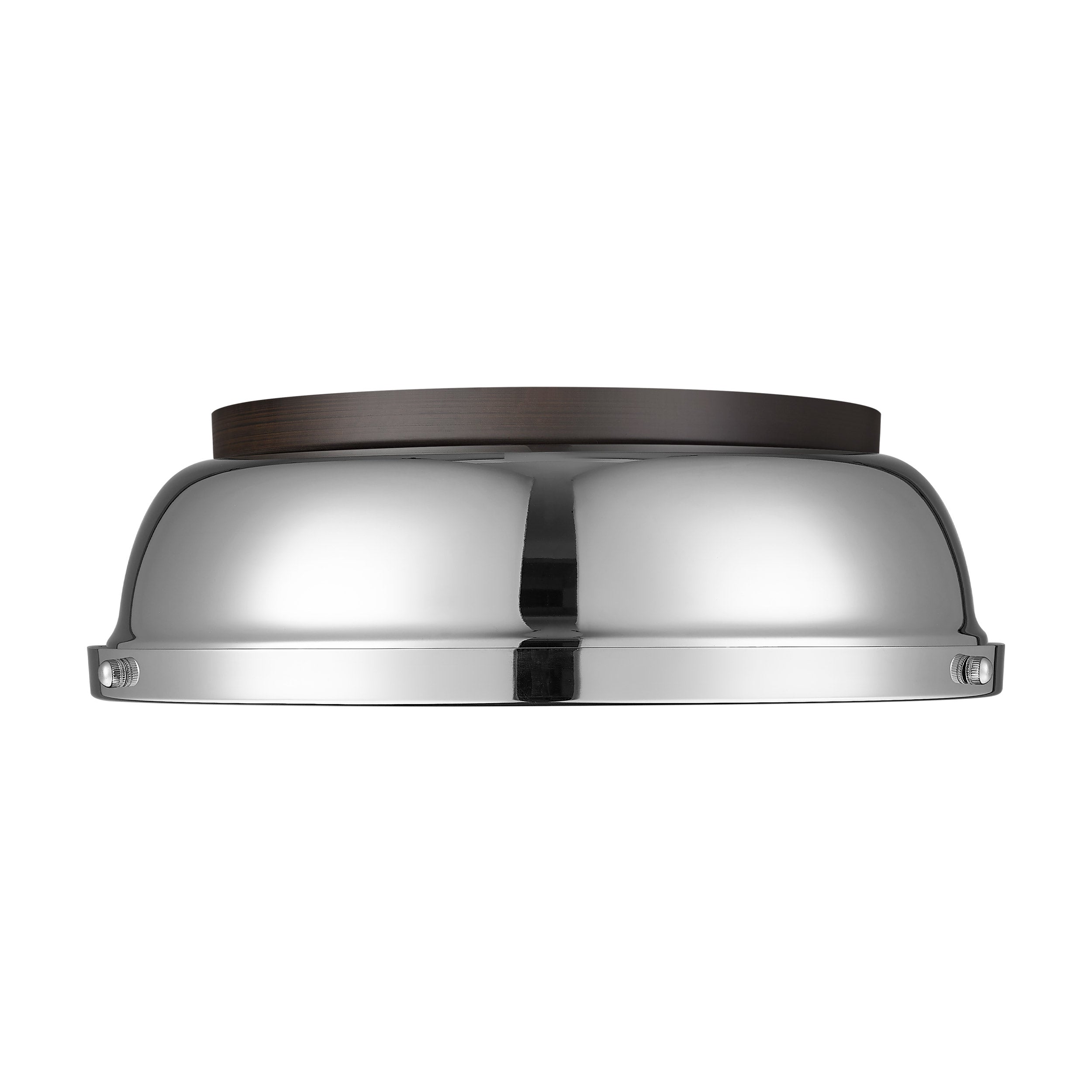 Duncan 14" Flush Mount in Rubbed Bronze with Chrome - - Golden Lighting