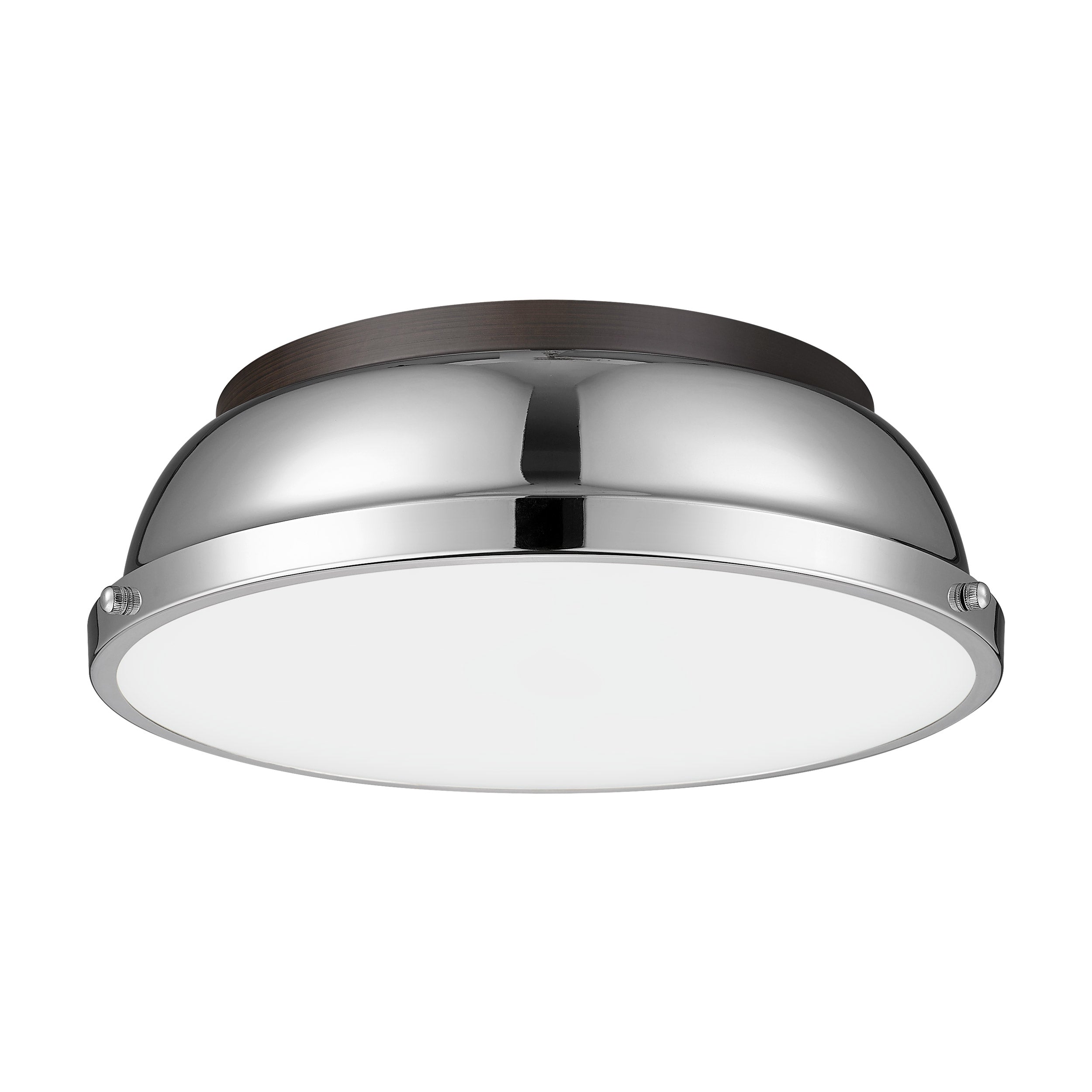 Duncan 14" Flush Mount in Rubbed Bronze with Chrome - Rubbed Bronze / Chrome / Silver - Golden Lighting