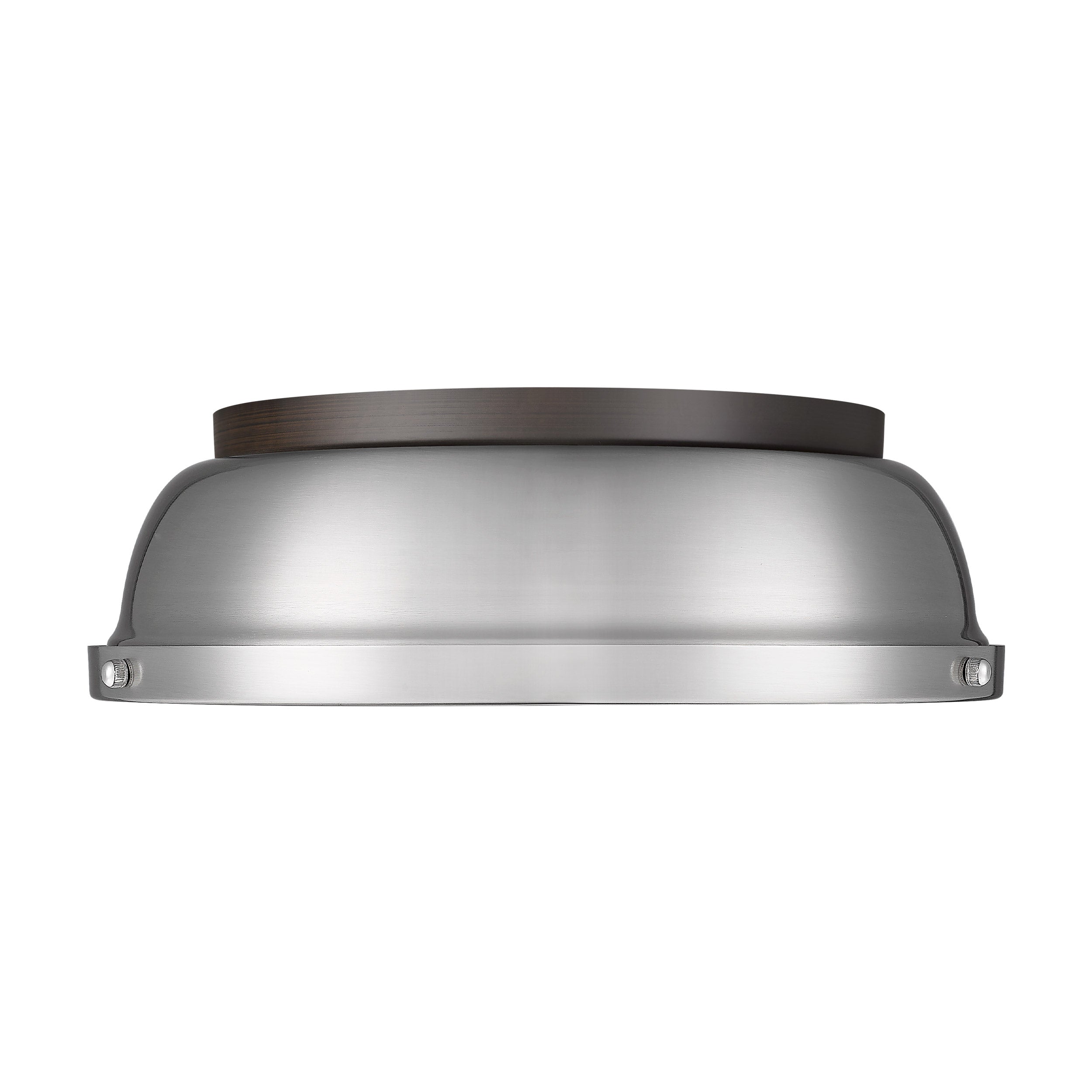 Duncan 14" Flush Mount in Rubbed Bronze with Pewter - - Golden Lighting