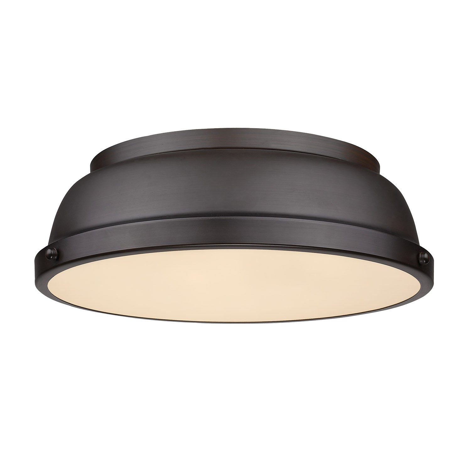 Duncan 14" Flush Mount in Rubbed Bronze with a Rubbed Bronze Shade - - Golden Lighting