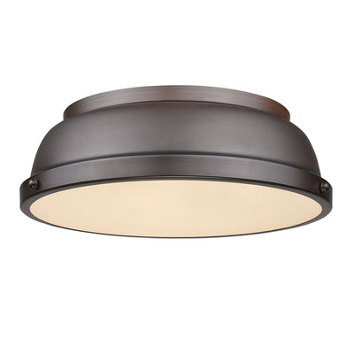 Duncan 2-light Flush Mount in Rubbed Bronze - Default Title - Golden Lighting