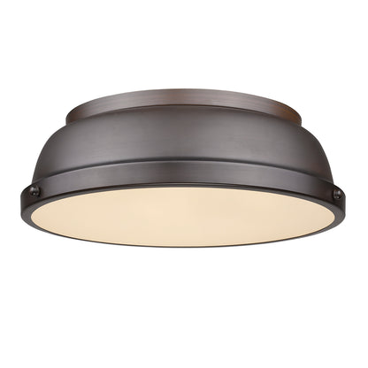 Yep by Golden Lighting Duncan 2-light Flush Mount in Rubbed Bronze and Rubbed Bronze shade