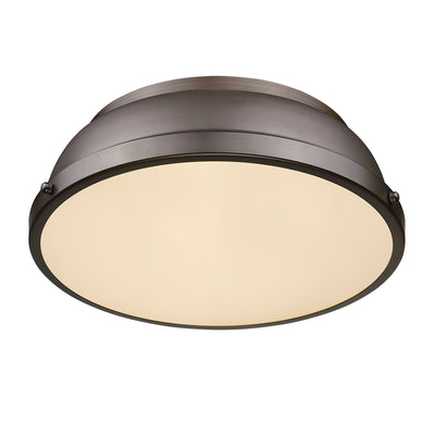 Duncan 2-light Flush Mount in Rubbed Bronze - - Golden Lighting