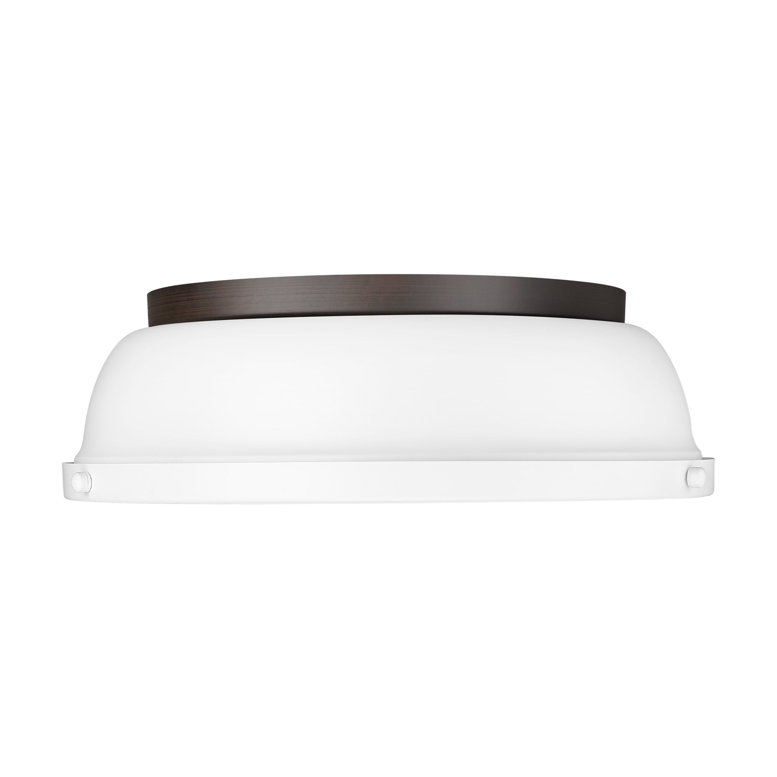 Duncan 14" Flush Mount in Rubbed Bronze with Matte White - - Golden Lighting