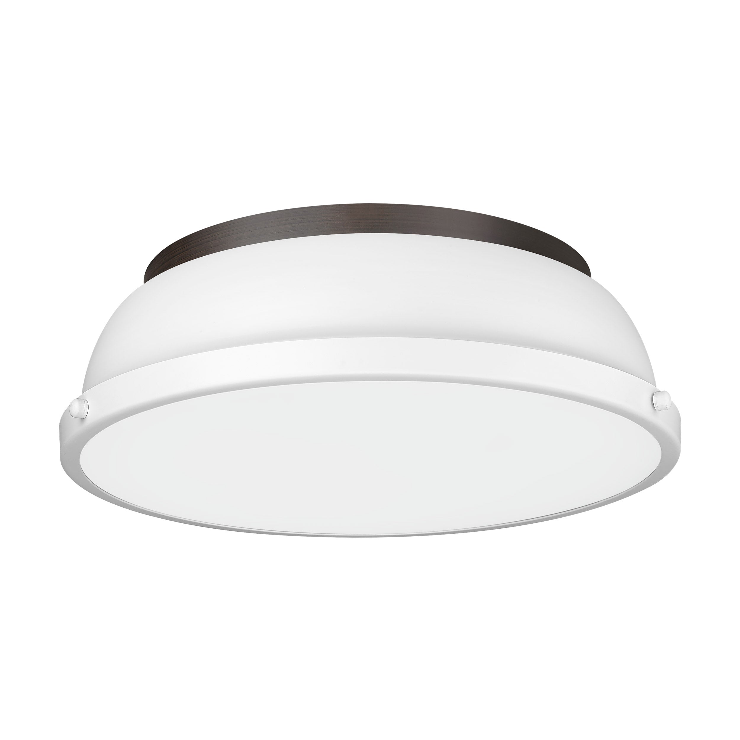 Duncan 14" Flush Mount in Rubbed Bronze with Matte White - Rubbed Bronze / Matte White / White - Golden Lighting