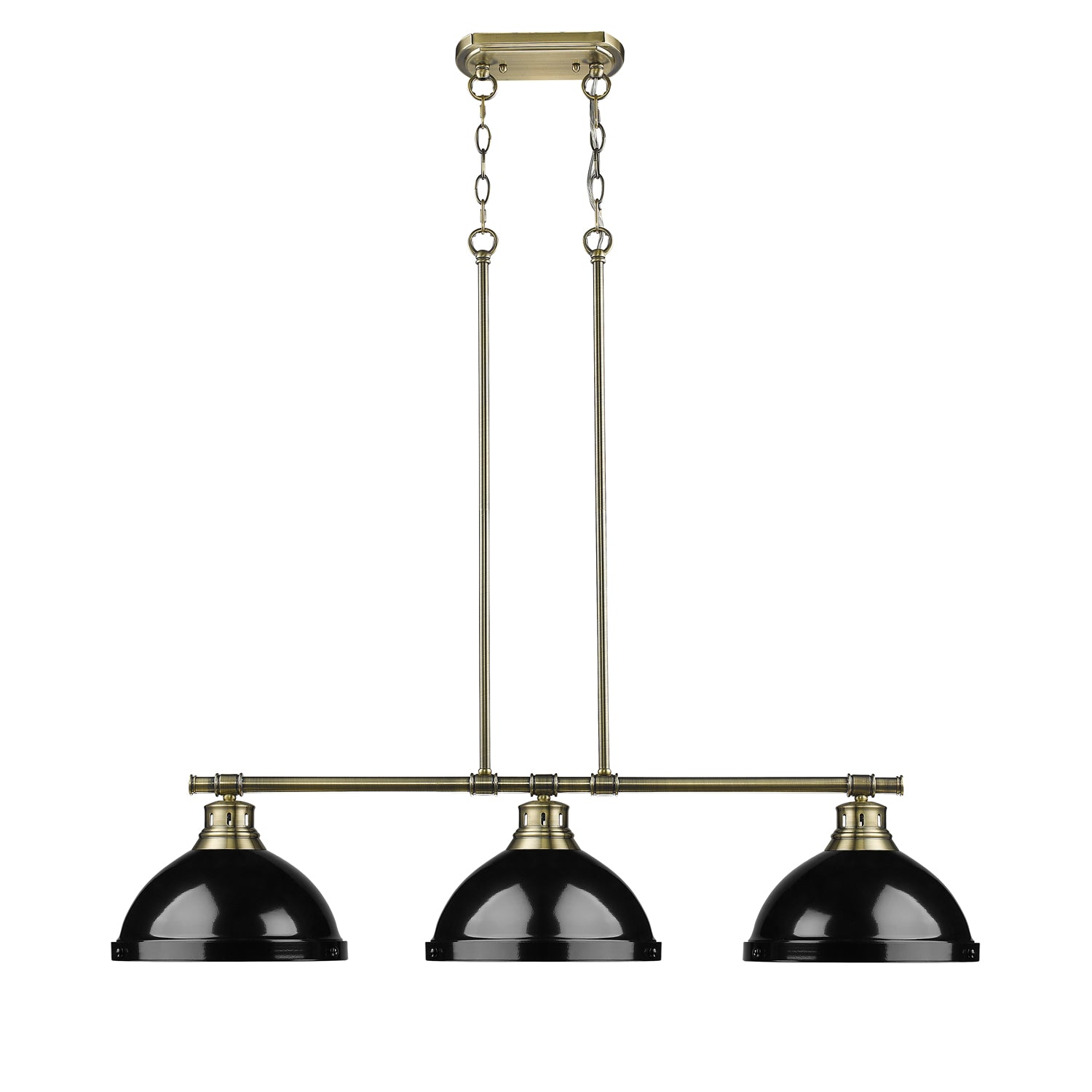 Yep by Golden Lighting Duncan 3-light Island Light in Aged Brass and Black shade - - Golden Lighting