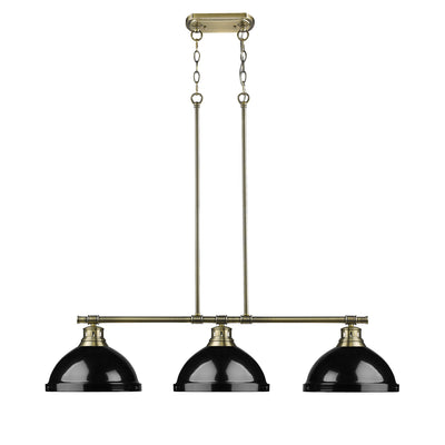 Yep by Golden Lighting Duncan 3-light Island Light in Aged Brass and Black shade - - Golden Lighting
