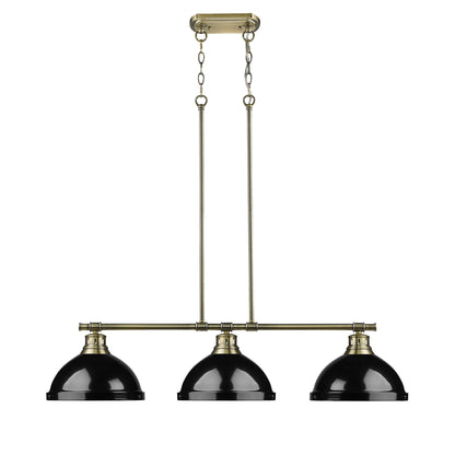 Yep by Golden Lighting Duncan 3-light Island Light in Aged Brass and Black shade - - Golden Lighting