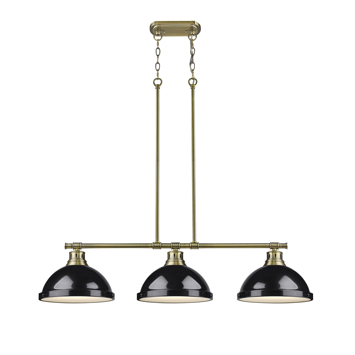 Yep by Golden Lighting Duncan 3-light Island Light in Aged Brass and Black shade - - Golden Lighting