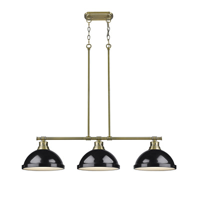 Yep by Golden Lighting Duncan 3-light Island Light in Aged Brass and Black shade - - Golden Lighting