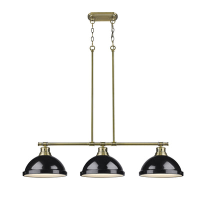 Yep by Golden Lighting Duncan 3-light Island Light in Aged Brass and Black shade - - Golden Lighting