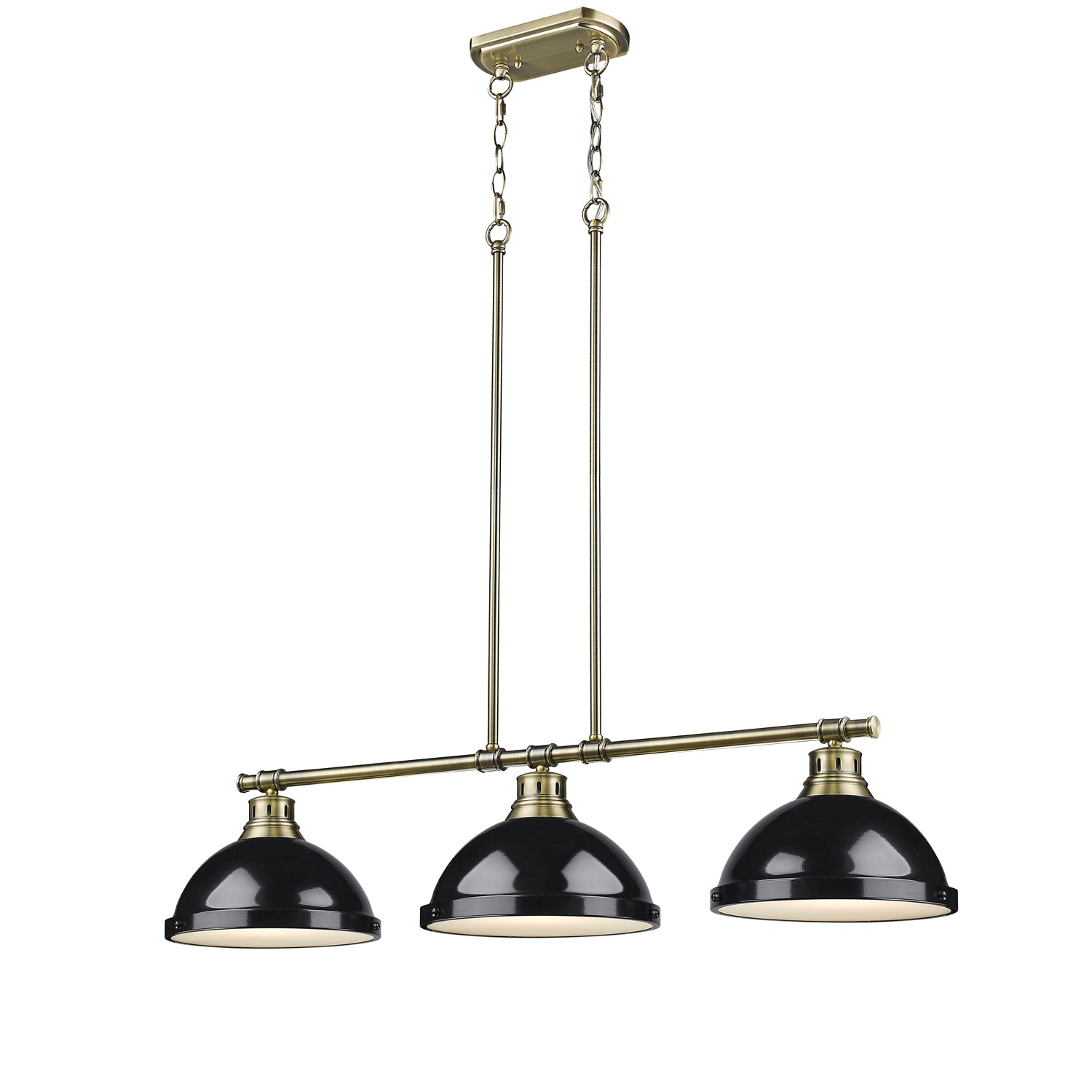 Yep by Golden Lighting Duncan 3-light Island Light in Aged Brass and Black shade - - Golden Lighting