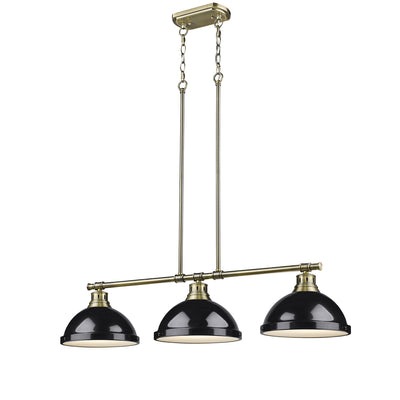 Yep by Golden Lighting Duncan 3-light Island Light in Aged Brass and Black shade - - Golden Lighting