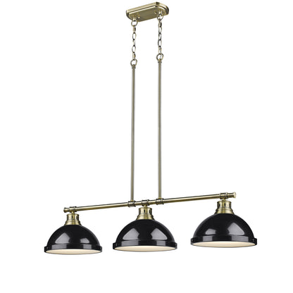Yep by Golden Lighting Duncan 3-light Island Light in Aged Brass and Black shade - - Golden Lighting