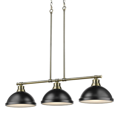 Yep by Golden Lighting Duncan 3-light Island Light in Aged Brass and Matte Black shade - - Golden Lighting