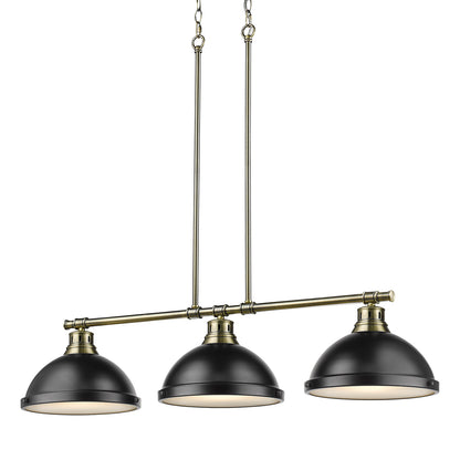 Yep by Golden Lighting Duncan 3-light Island Light in Aged Brass and Matte Black shade - - Golden Lighting