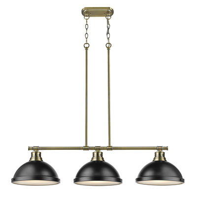 Yep by Golden Lighting Duncan 3-light Island Light in Aged Brass and Matte Black shade - - Golden Lighting