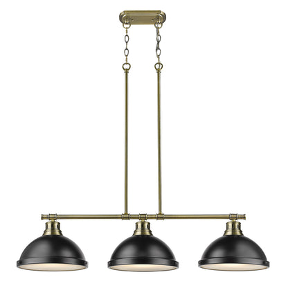 Yep by Golden Lighting Duncan 3-light Island Light in Aged Brass and Matte Black shade - - Golden Lighting