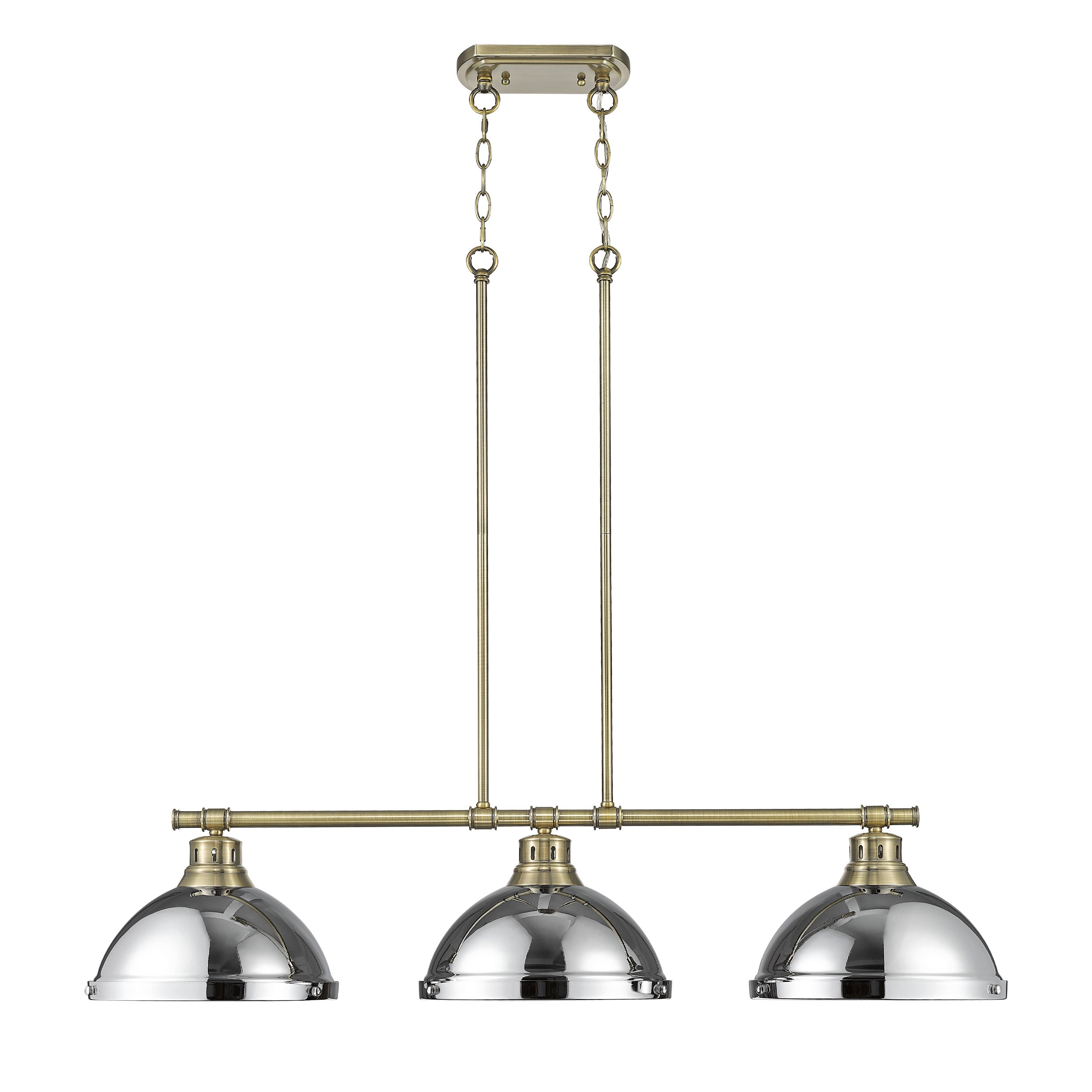 Yep by Golden Lighting Duncan 3-light Island Light in Aged Brass and Chrome shade - - Golden Lighting