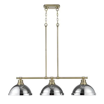 Yep by Golden Lighting Duncan 3-light Island Light in Aged Brass and Chrome shade - - Golden Lighting