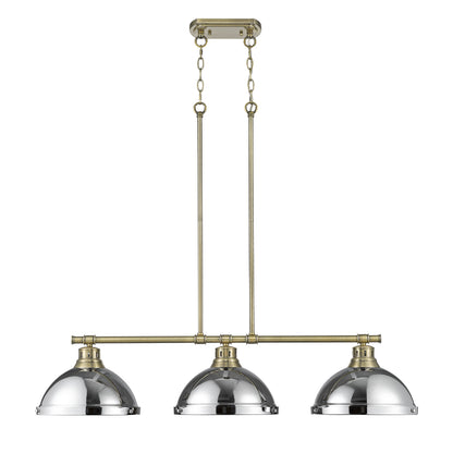 Yep by Golden Lighting Duncan 3-light Island Light in Aged Brass and Chrome shade - - Golden Lighting