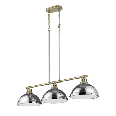 Yep by Golden Lighting Duncan 3-light Island Light in Aged Brass and Chrome shade - - Golden Lighting
