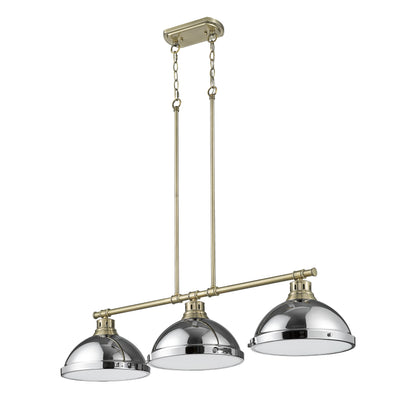 Yep by Golden Lighting Duncan 3-light Island Light in Aged Brass and Chrome shade - - Golden Lighting
