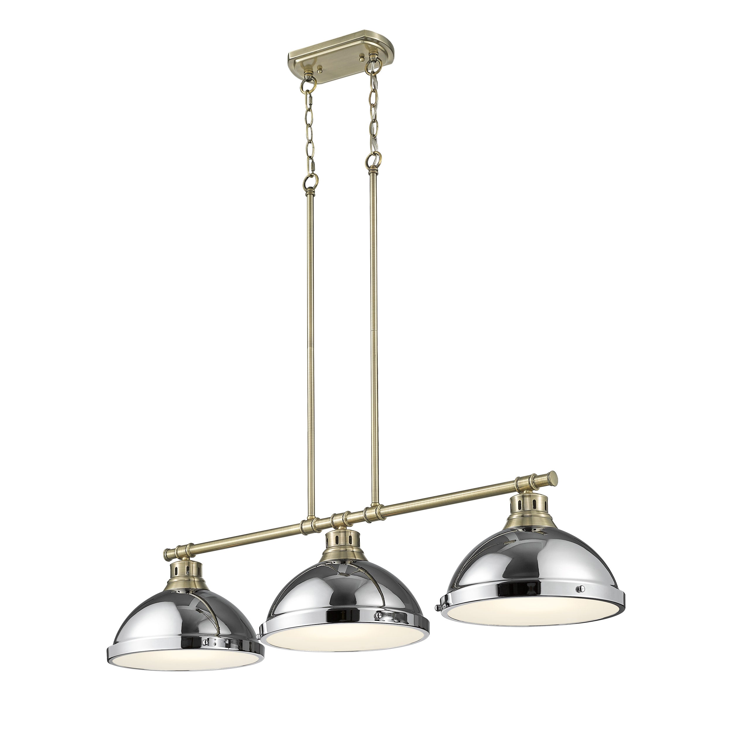 Yep by Golden Lighting Duncan 3-light Island Light in Aged Brass and Chrome shade - - Golden Lighting
