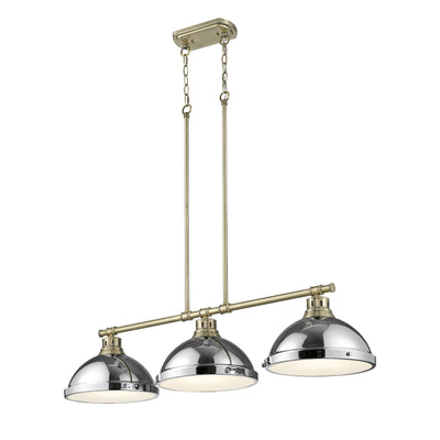 Yep by Golden Lighting Duncan 3-light Island Light in Aged Brass and Chrome shade - - Golden Lighting