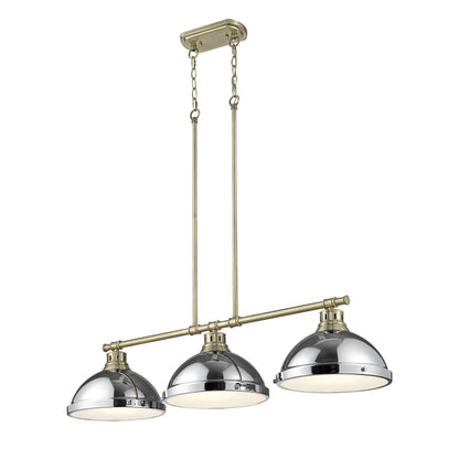 Yep by Golden Lighting Duncan 3-light Island Light in Aged Brass and Chrome shade - - Golden Lighting