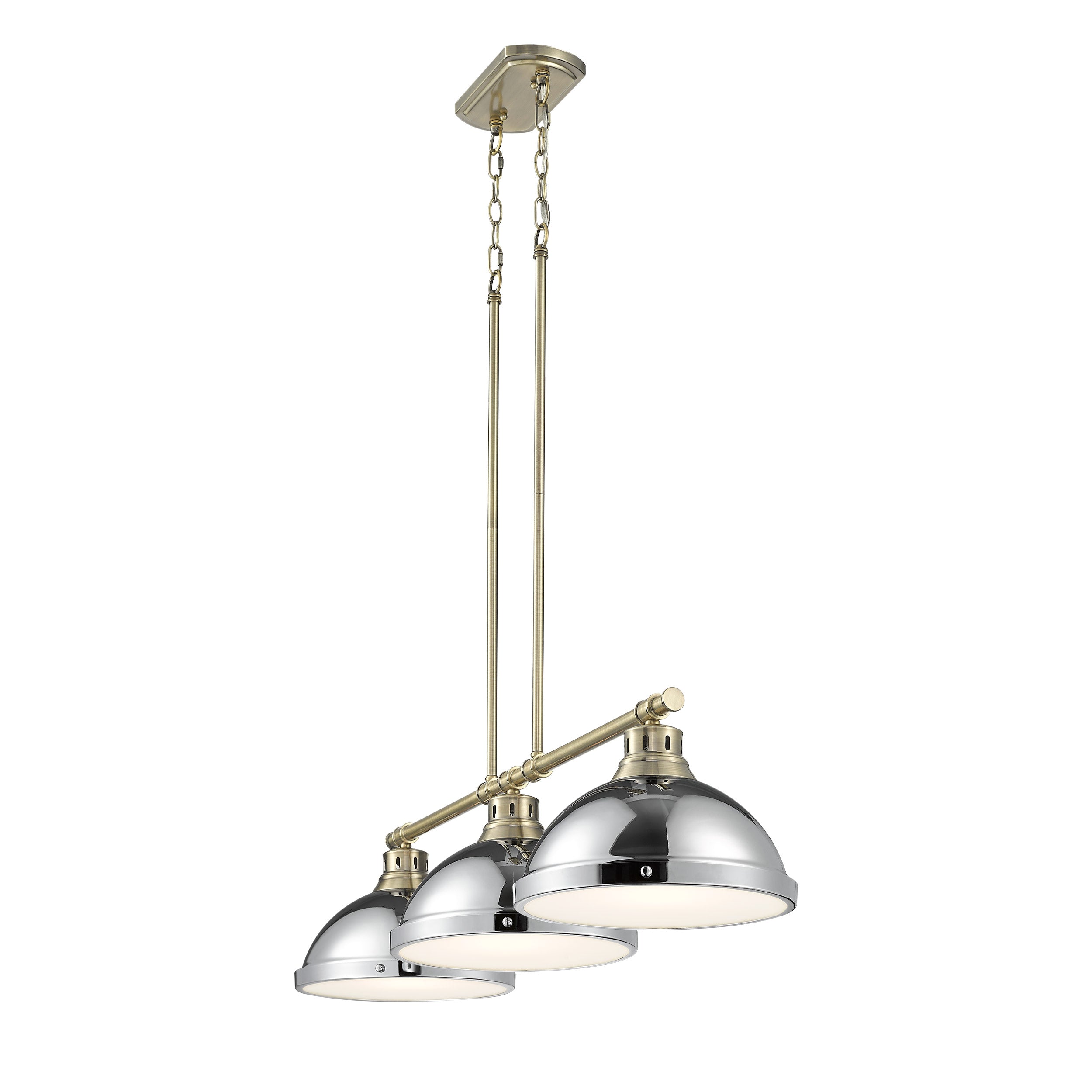 Yep by Golden Lighting Duncan 3-light Island Light in Aged Brass and Chrome shade - - Golden Lighting