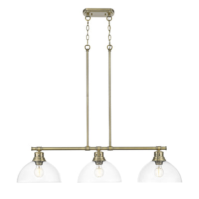 Yep by Golden Lighting Duncan 3-light Island Light in Aged Brass and Clear Glass - - Golden Lighting