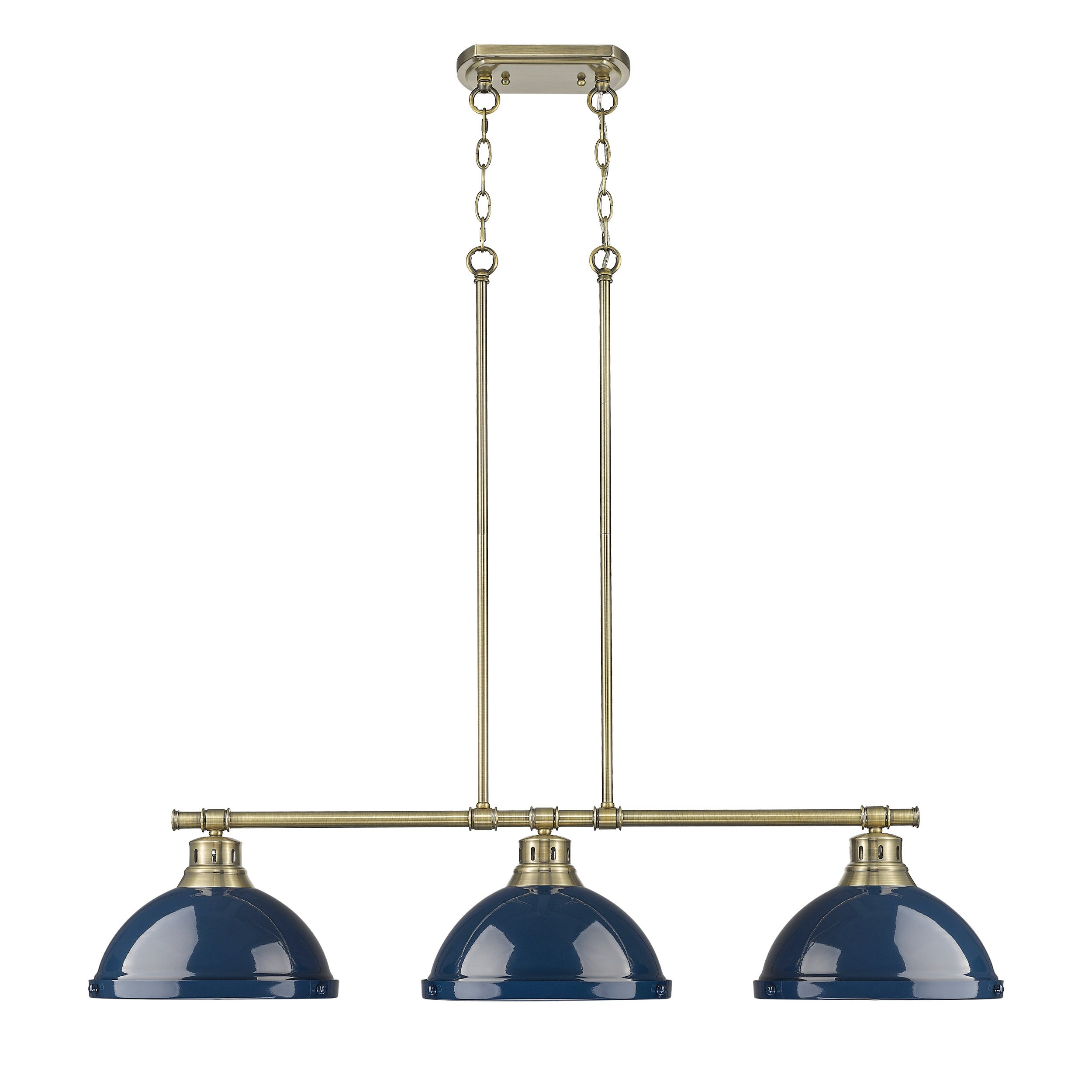 Yep by Golden Lighting Duncan 3-light Island Light in Aged Brass and Navy Blue shade - - Golden Lighting