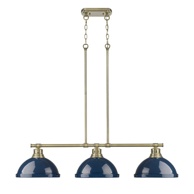 Yep by Golden Lighting Duncan 3-light Island Light in Aged Brass and Navy Blue shade - - Golden Lighting